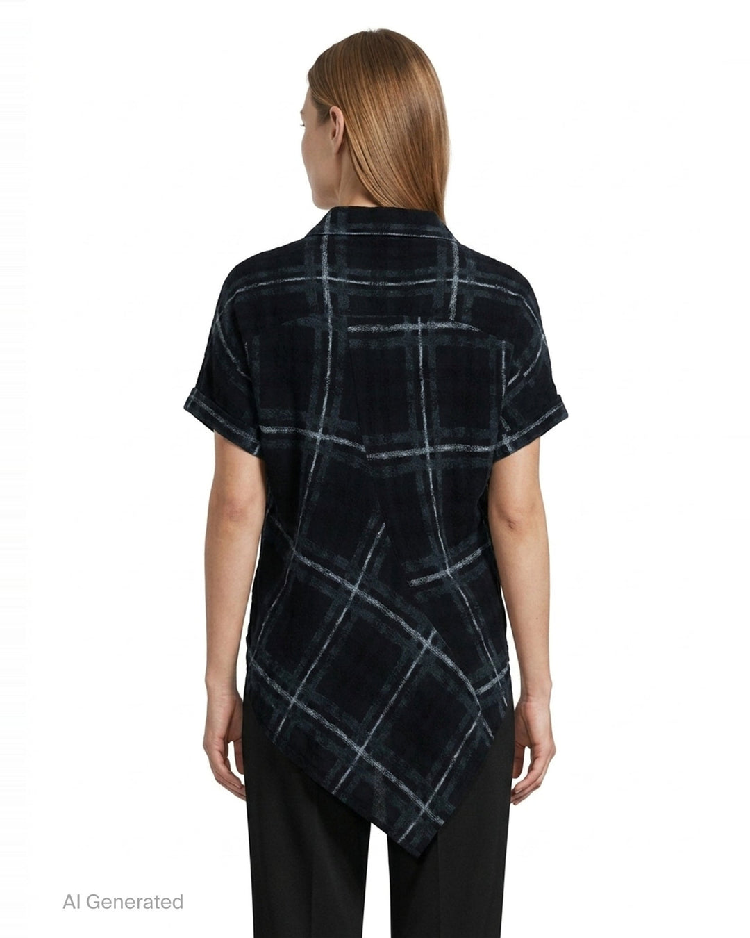 Short Sleeve Plaid Blouse | Yohji Yamamoto | Club21 - back