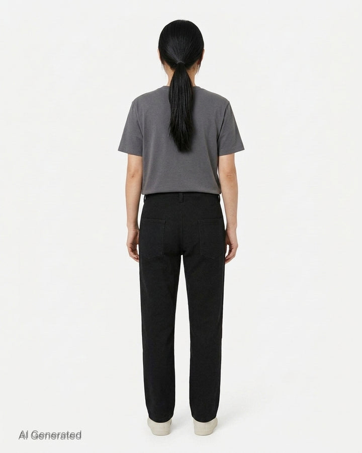 Yohji Yamamoto black Side Gusset Zip Pants with panelled knees, front slanted pockets and zip detailing at the lower leg seams - back