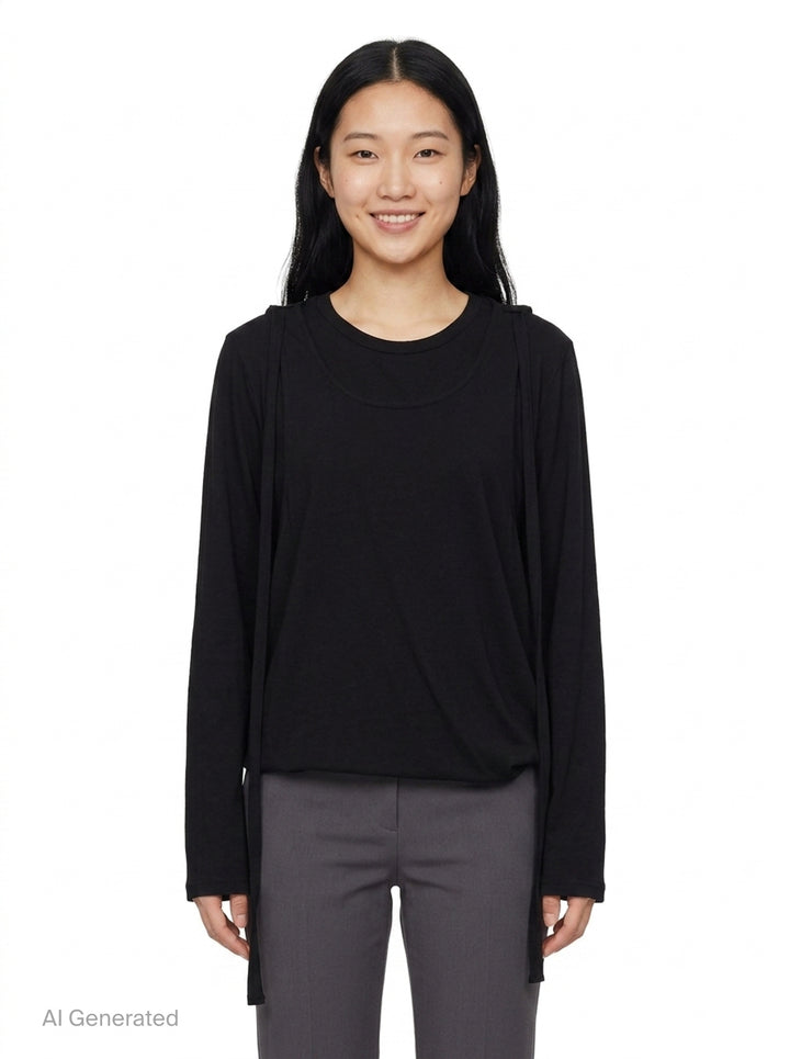 Strap Detail Long Sleeve Tee | Yohji Yamamoto | Club21 - front