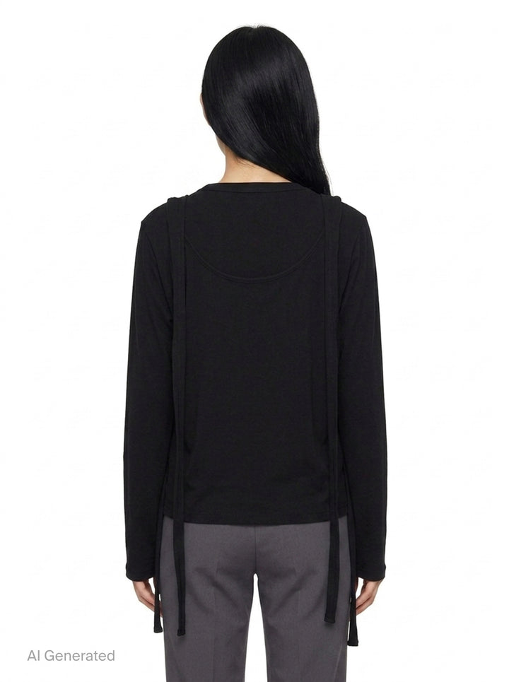 Strap Detail Long Sleeve Tee | Yohji Yamamoto | Club21 - back