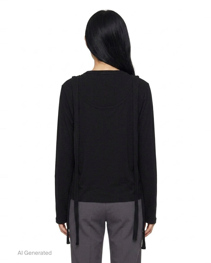 Strap Detail Long Sleeve Tee | Yohji Yamamoto | Club21 - back