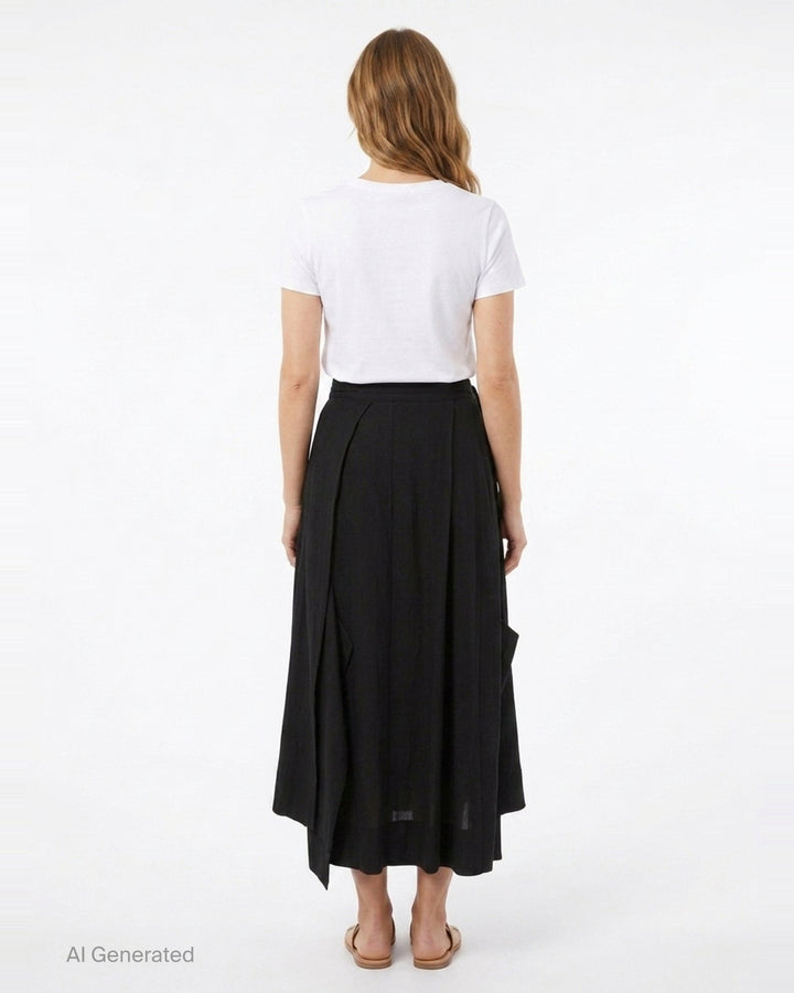 Unbalanced Tuck Skirt | Yohji Yamamoto | Club21 - back