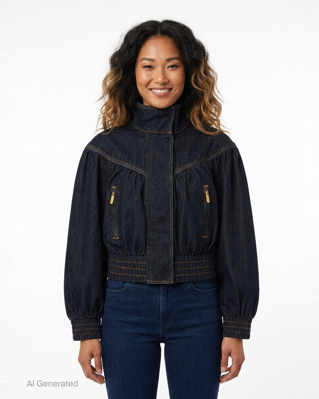 Denim Handkerchief Bomber Jacket | Zimmermann | Club21 - front