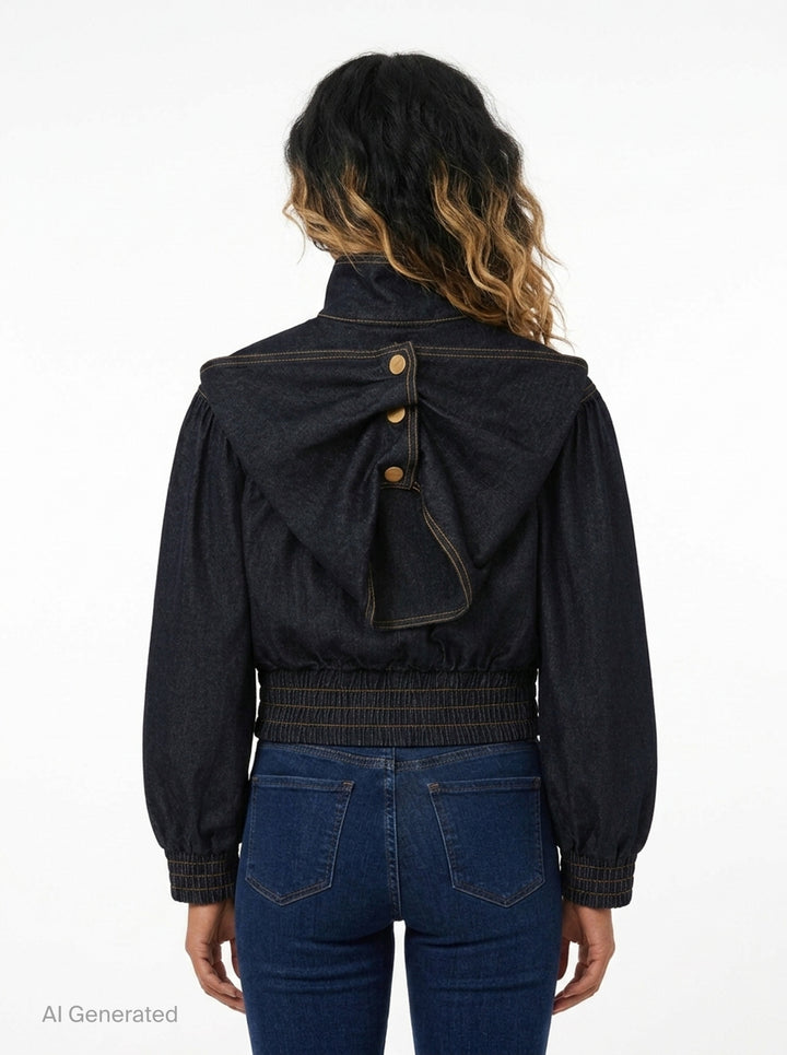 Denim Handkerchief Bomber Jacket | Zimmermann | Club21 - back