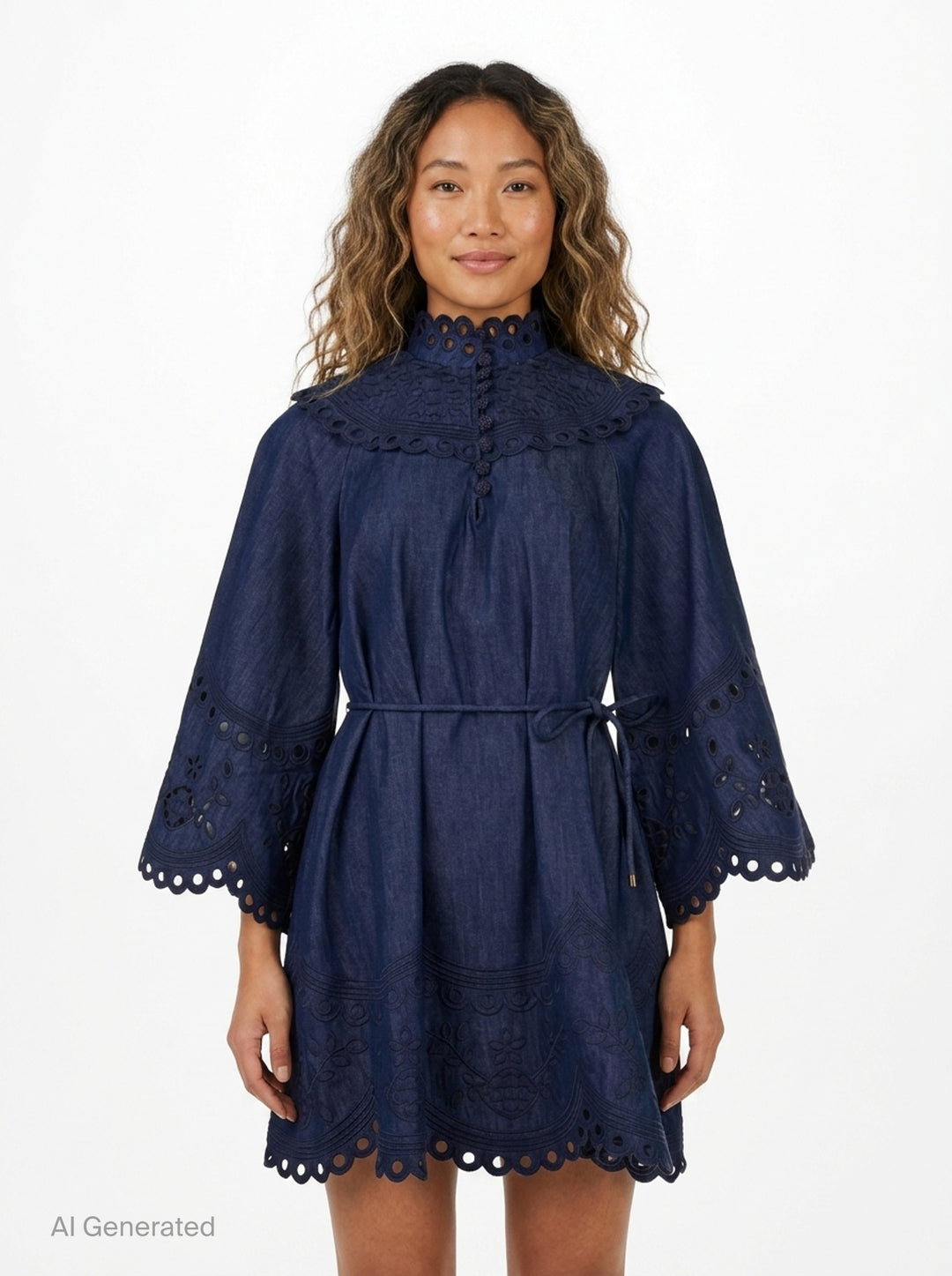 Mahon Broderie Denim Mini Dress | Zimmermann | Club21 - front
