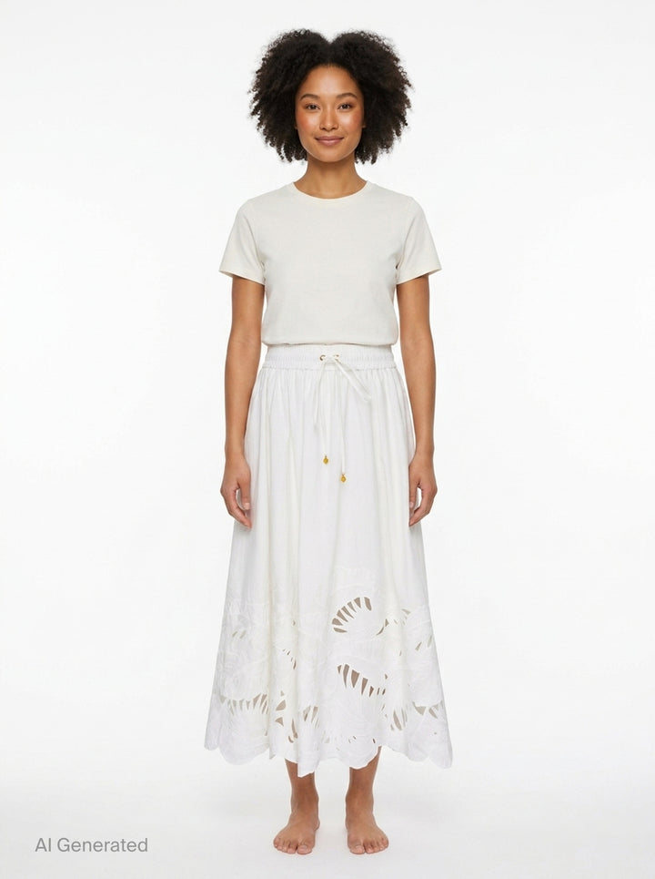 Mahon Embroidered Midi Skirt | Zimmermann | Club21 - front
