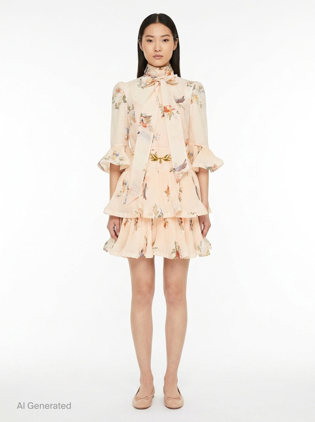 Pleated Floral Mini Dress | Zimmermann | Club21 - front