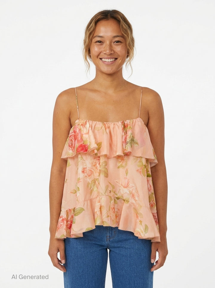 Roselight Frill Cami Top | Zimmermann | Club21 - front