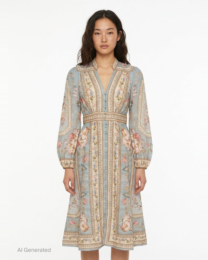 Roselight Plunge Midi Dress | Zimmermann | Club21 - front