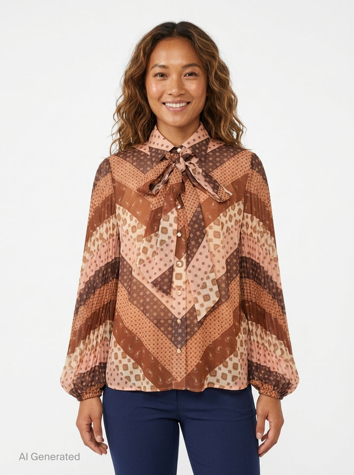 Sunray Printed Collar Blouse | Zimmermann | Club21 - front