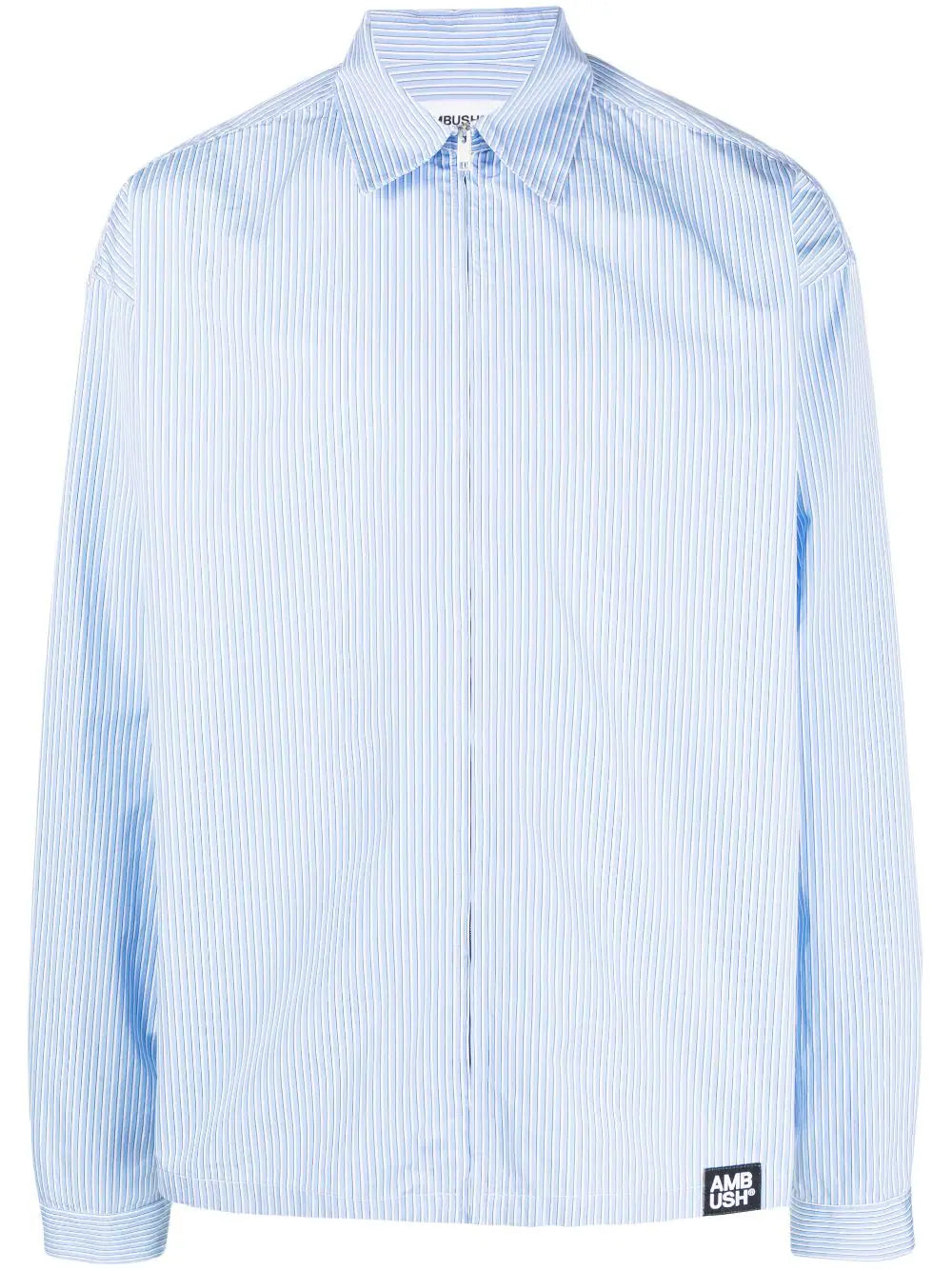 Stripes Zip Up Cotton Shirt