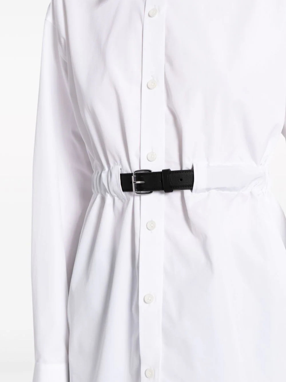 Button Down Belted Tunic In Cotton