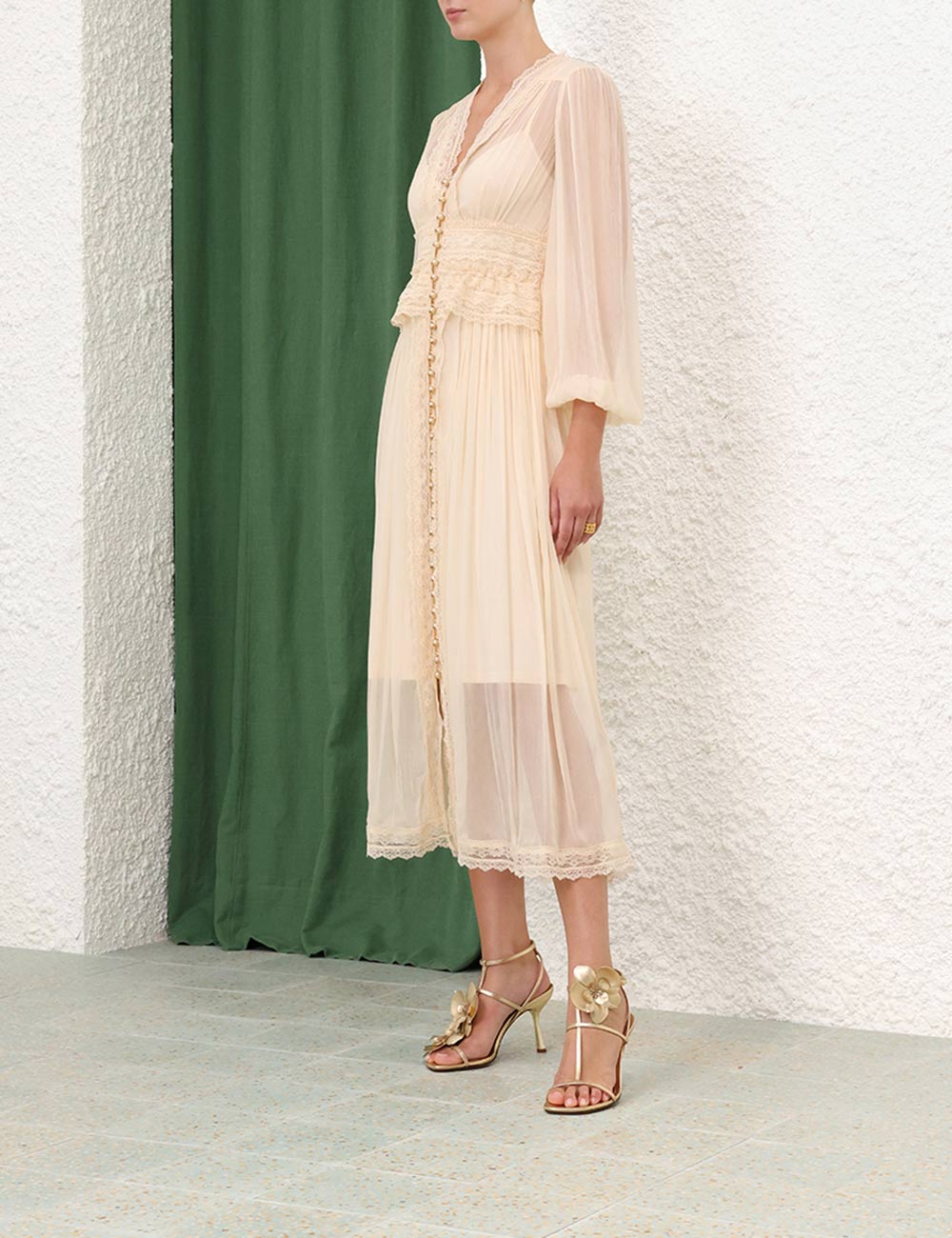 zimmermann natura buttoned midi dress Natura V Neck Button Midi Dress – Club21.com
