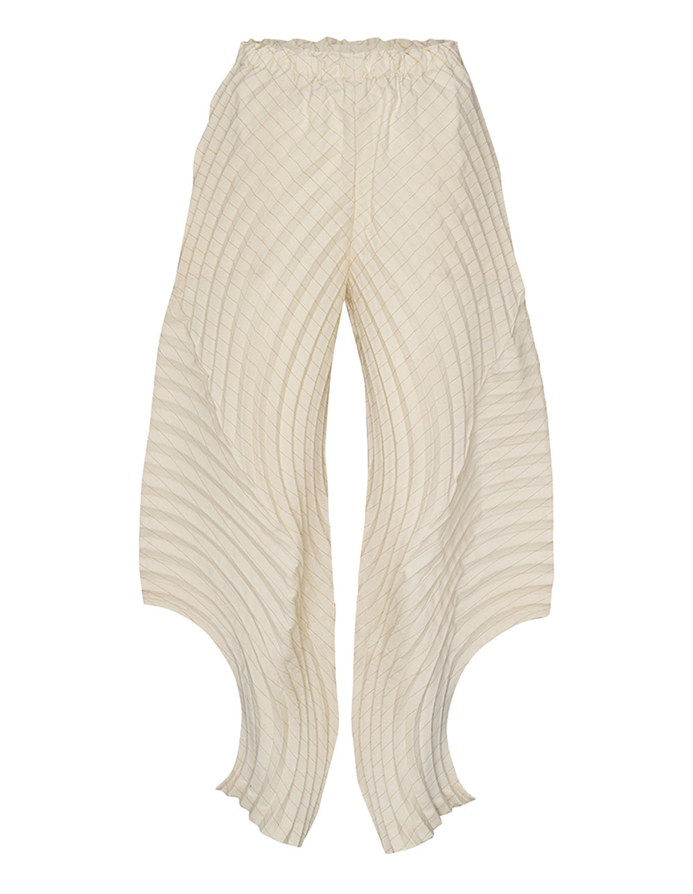 Curved Pleats Stripe Pants