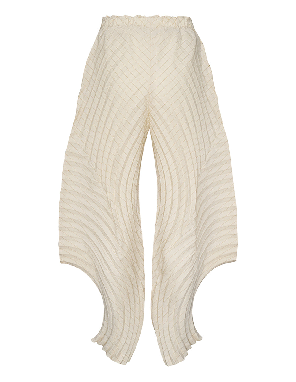 Curved Pleats Stripe Pants