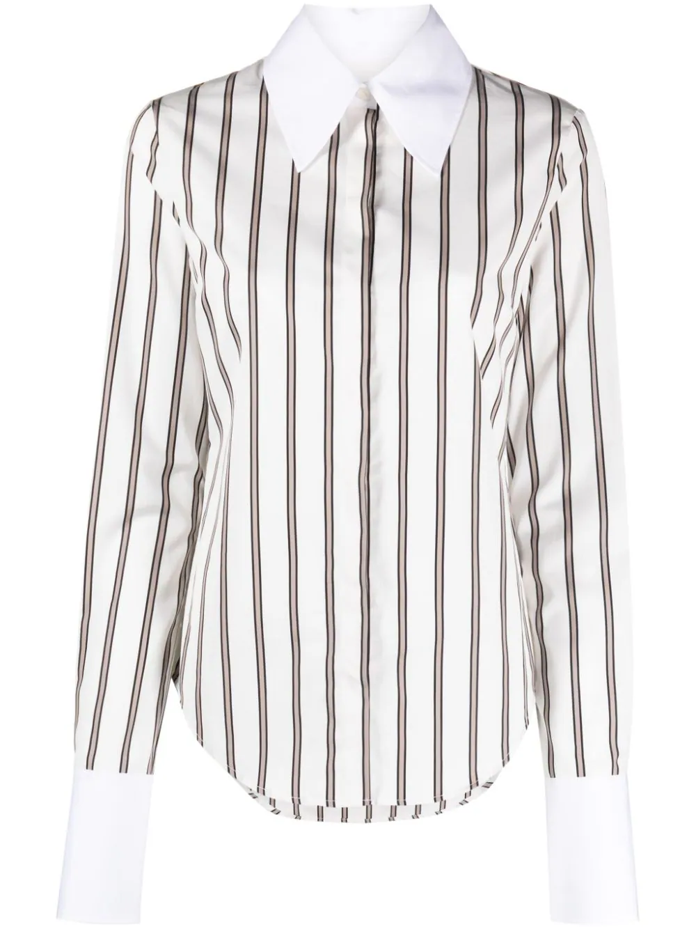 Stripe Shirt With White Collar