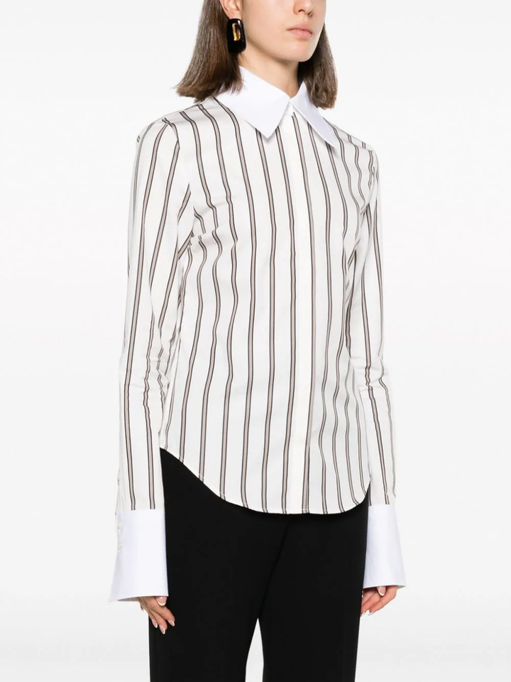 Stripe Shirt With White Collar