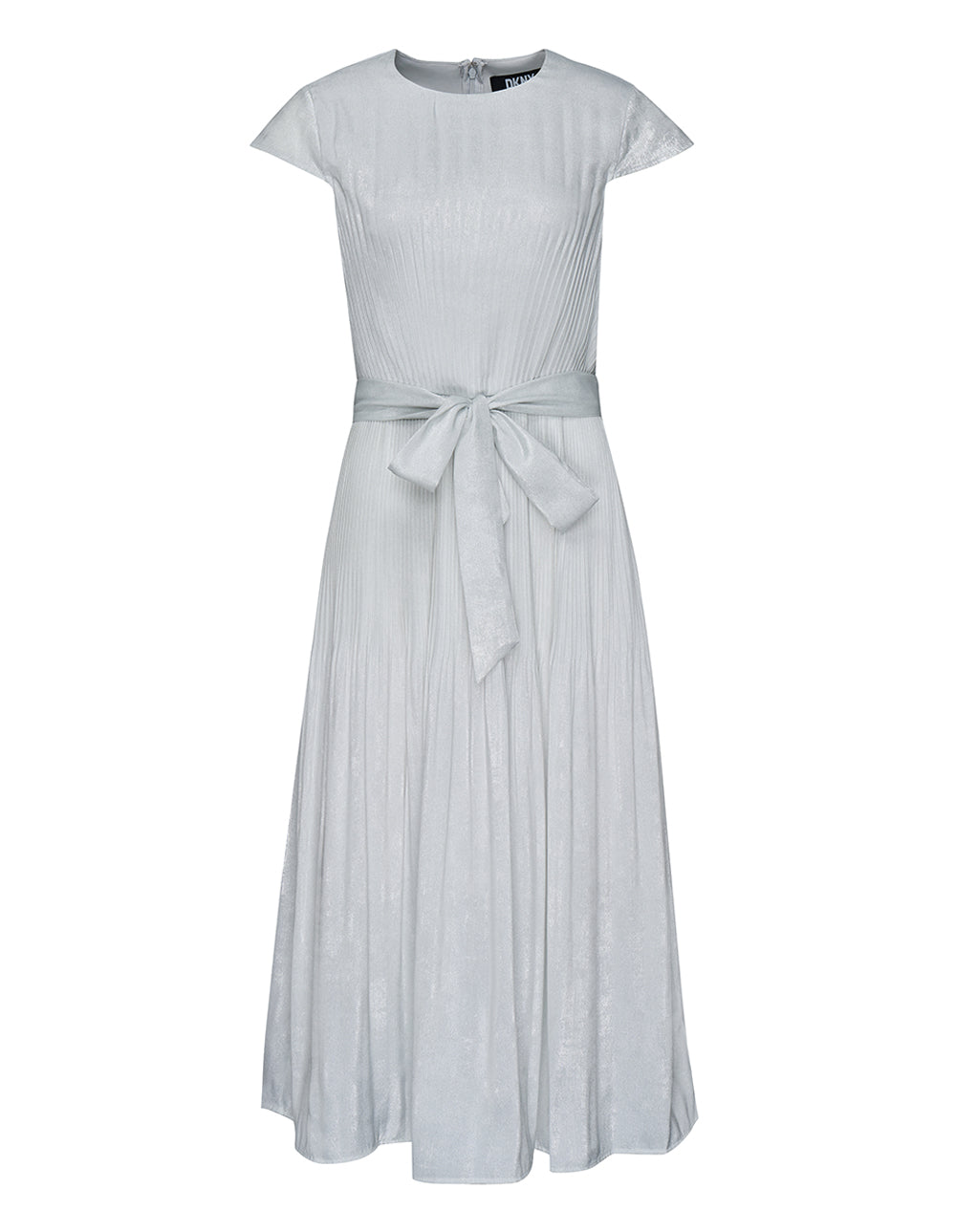 Metallic Cap Sleeve Pleated Maxi Dress