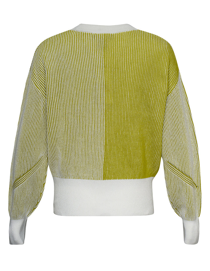 Cotton Crew Neck Transfer Rib Sweater