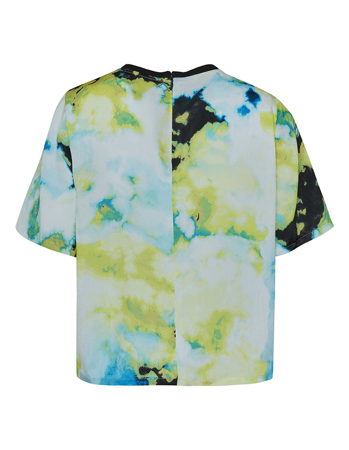 Printed Supple Satin Crew Neck Top