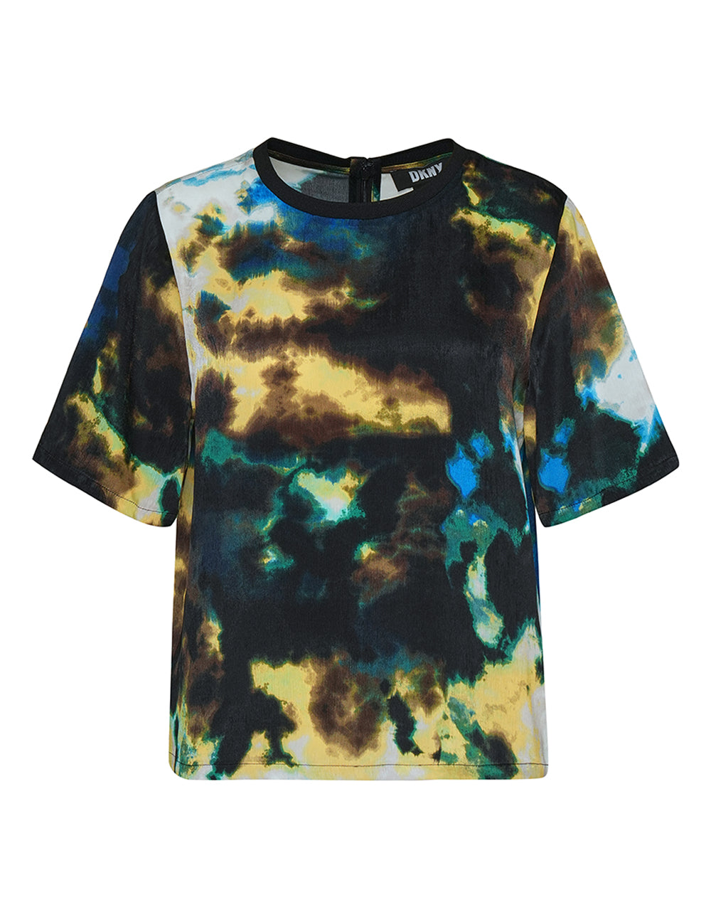 Printed Supple Satin Crew Neck Top