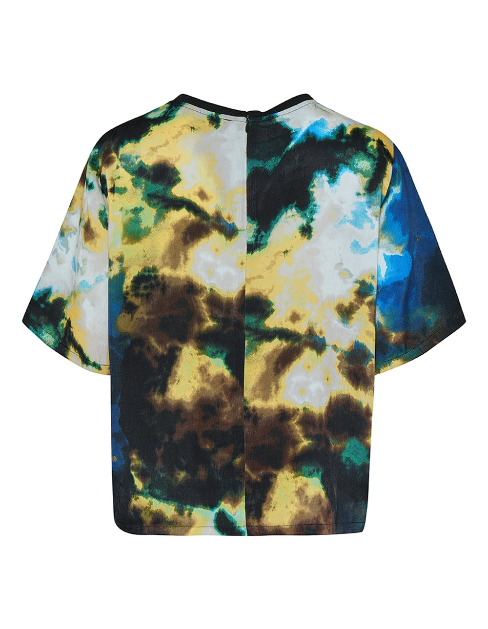 Printed Supple Satin Crew Neck Top