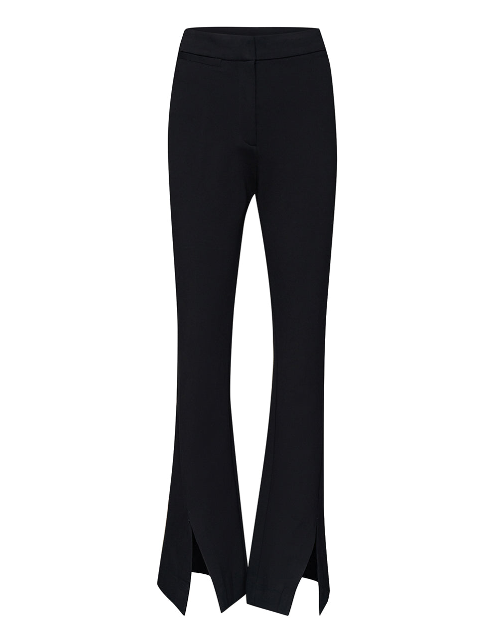 Silky Ponte Front Slit Flare Leg Pants