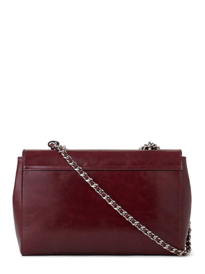 Medium Top Handle Lily Wrinkly High Shine Leather (Black Cherry)