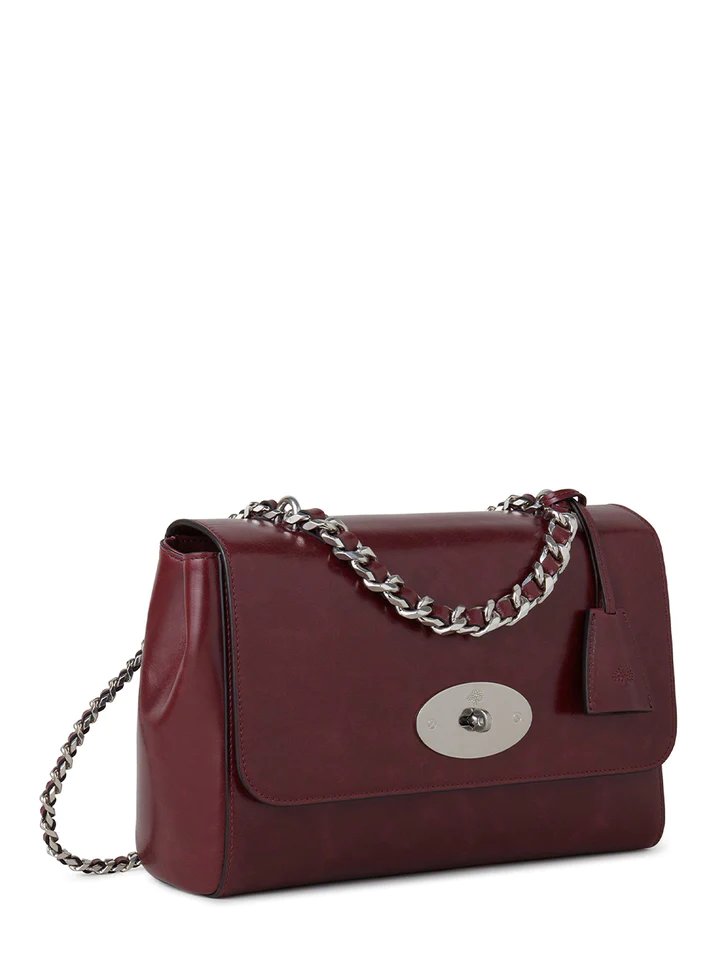 Medium Top Handle Lily Wrinkly High Shine Leather (Black Cherry)