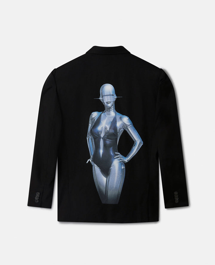 Stella McCartney + Sorayama Sexy Robot Graphic Tuxedo-Lapel Blazer