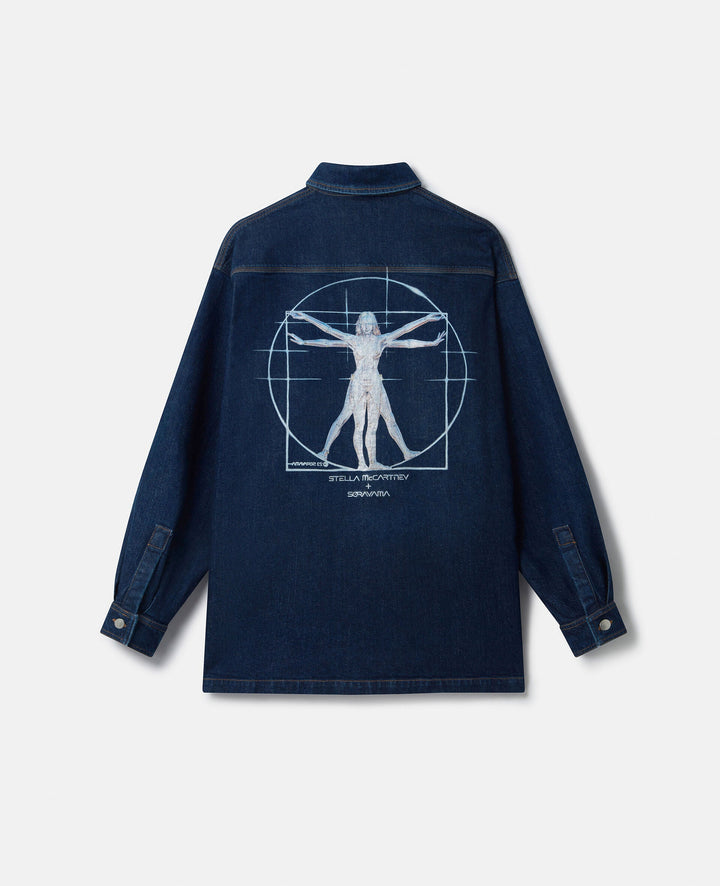 Stella McCartney + Sorayama Platinum Dream Embroidered Oversized Denim Shirt