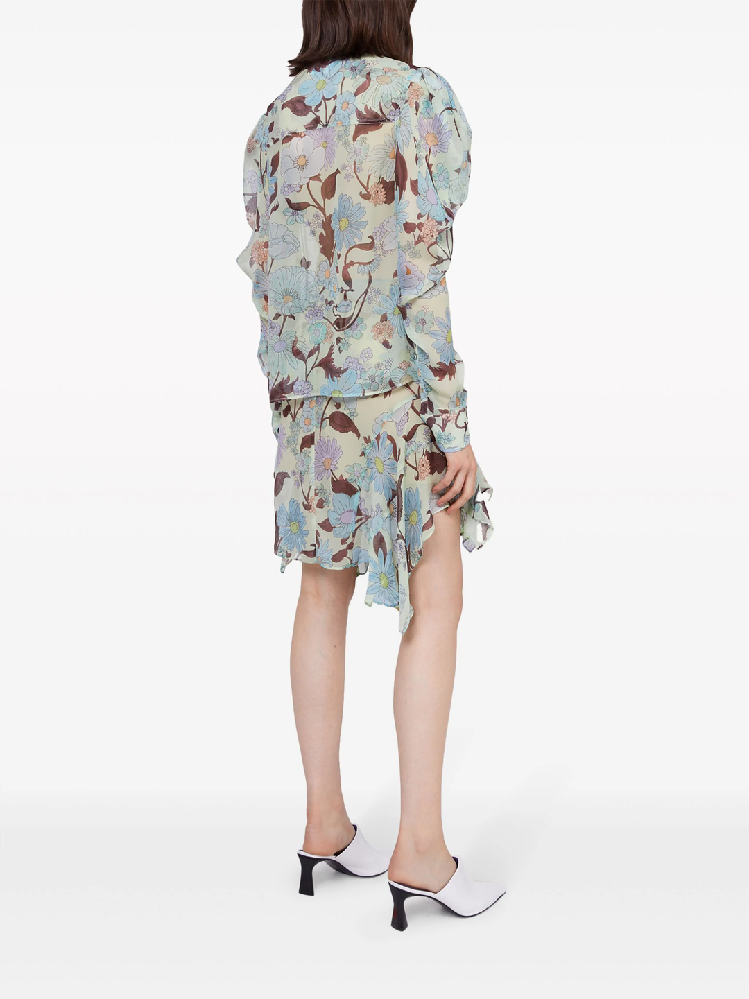 Garden Print Puff Shoulder Shirt