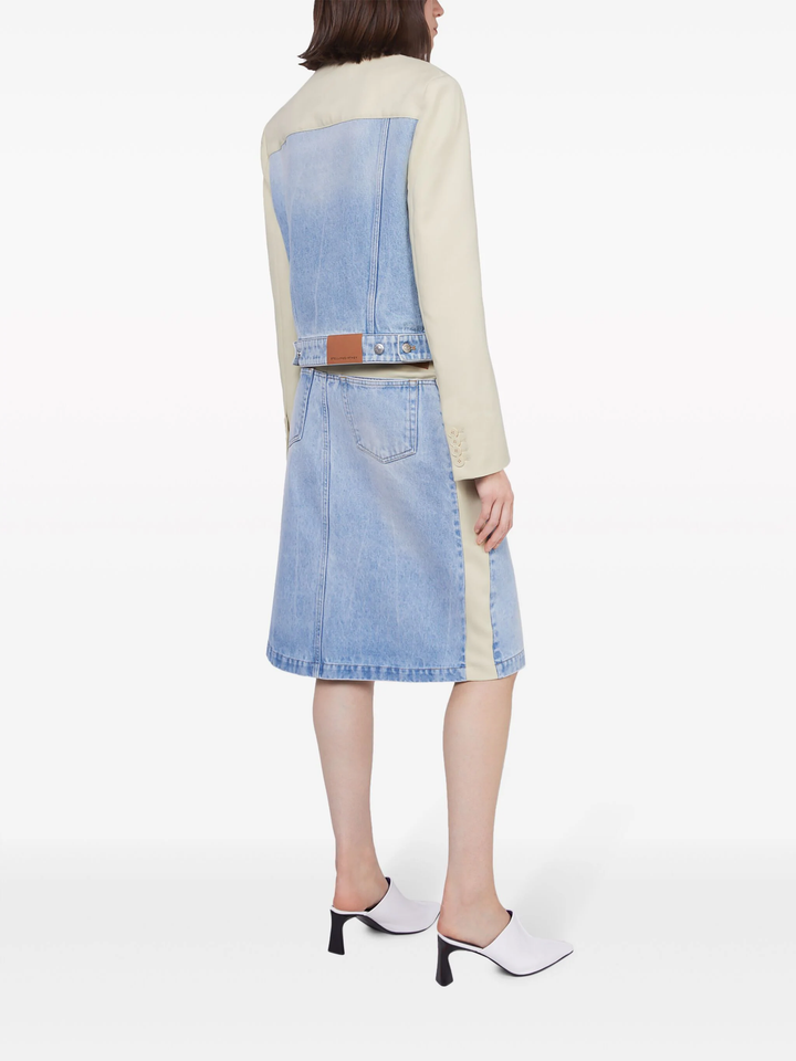 Paneled Light Vintage Blue Denim Skirt