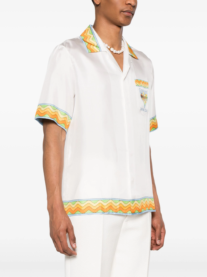 Unisex Cuban Collar Short Sleeve Top