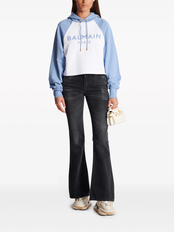 Balmain Print Raglan Cropped Sweatshirt