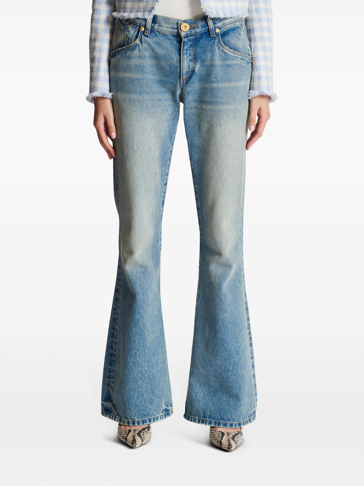 Western Cropped Bootcut Blue Denim Jeans