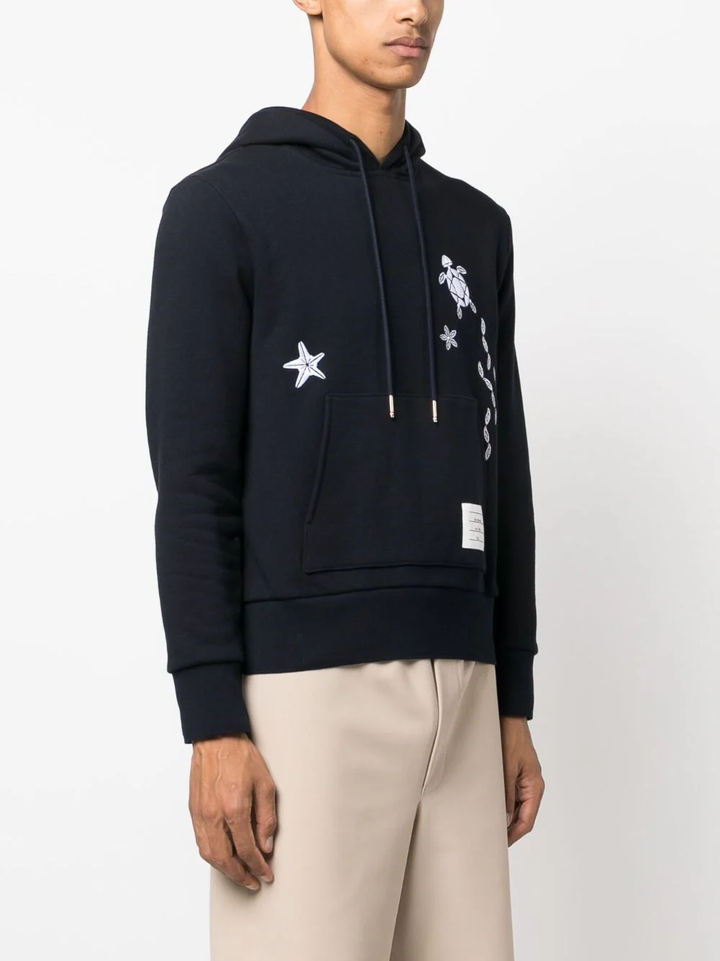 Nautical Embroidery Cotton Hoodie