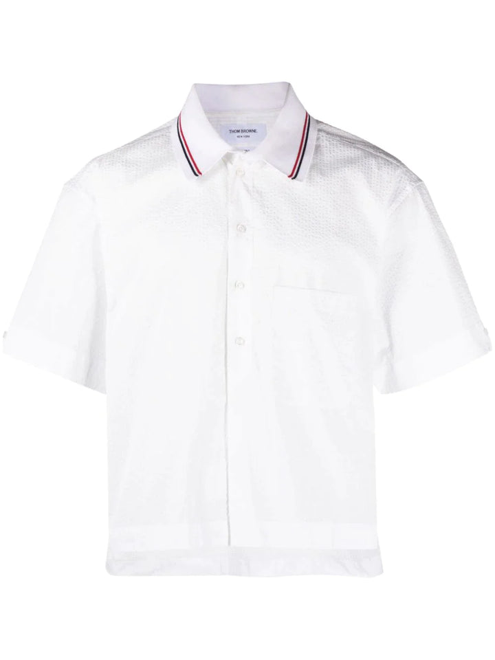 Short-Sleeve Seersucker Cotton Shirt