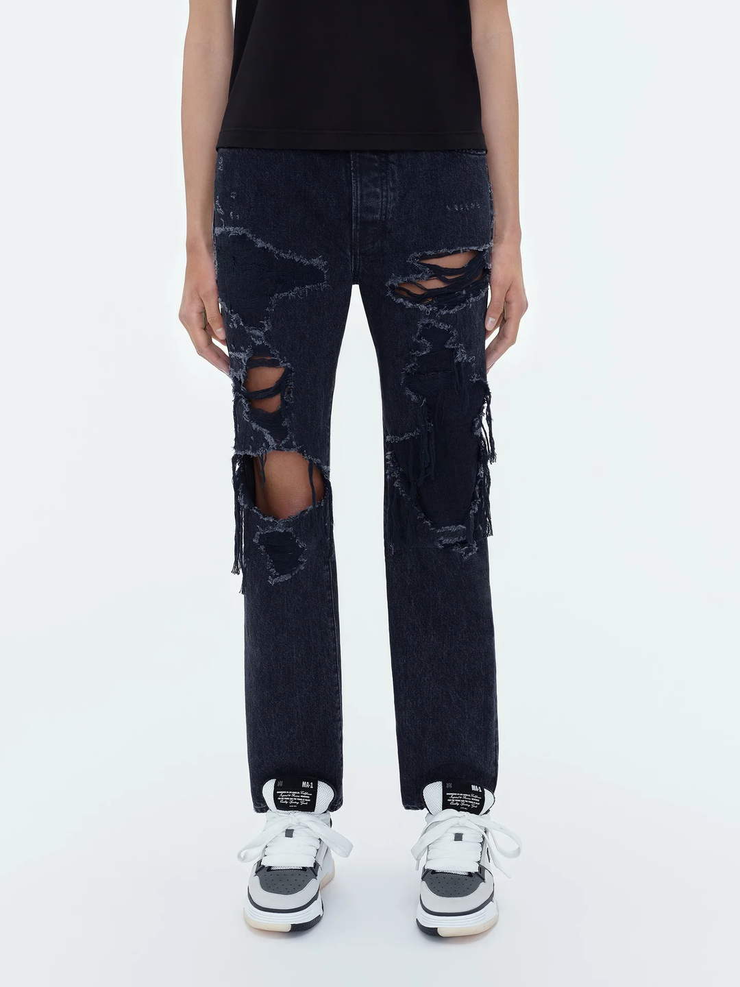 Distressed Straight Jeans