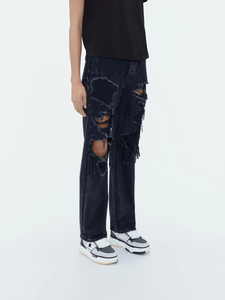 Distressed Straight Jeans