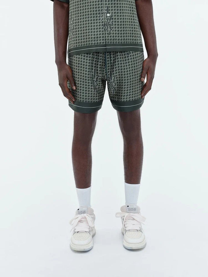 Staggard Houndstooth Silk Shorts