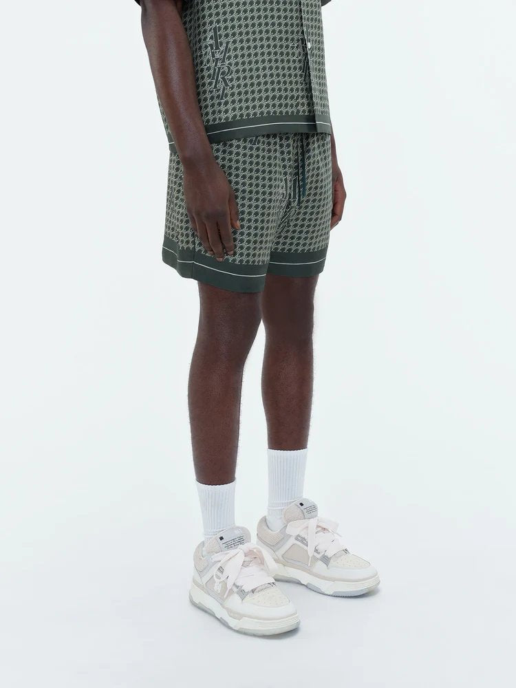 Staggard Houndstooth Silk Shorts