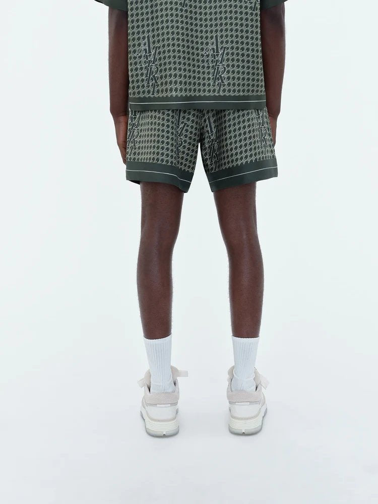 Staggard Houndstooth Silk Shorts