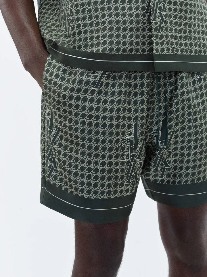 Staggard Houndstooth Silk Shorts