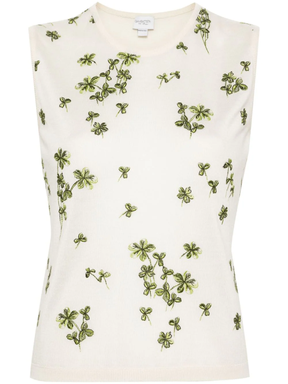 Embroidered Cashmere Tank Top