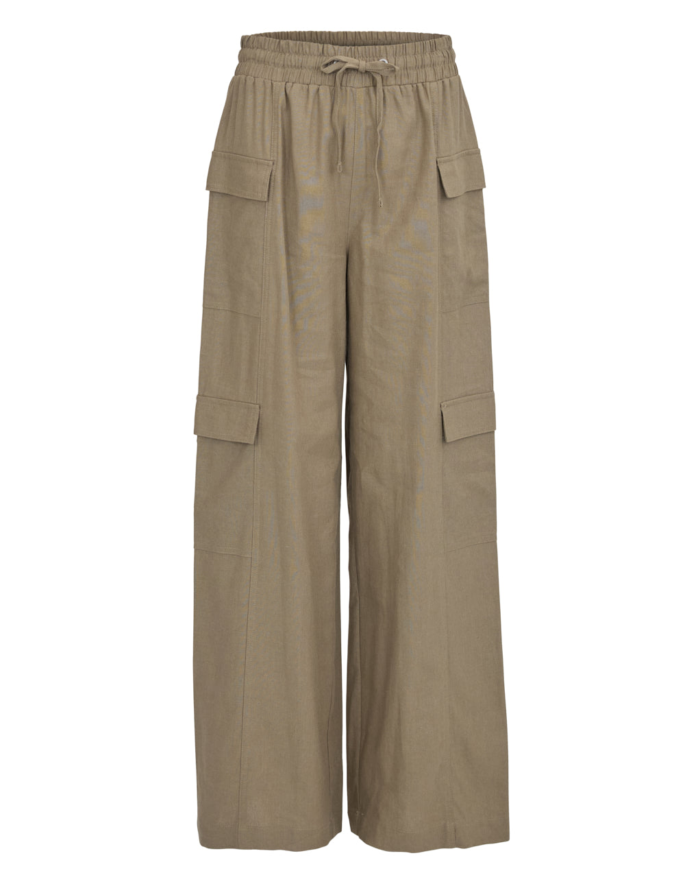 Linen High Rise Drawstring Waist Pants