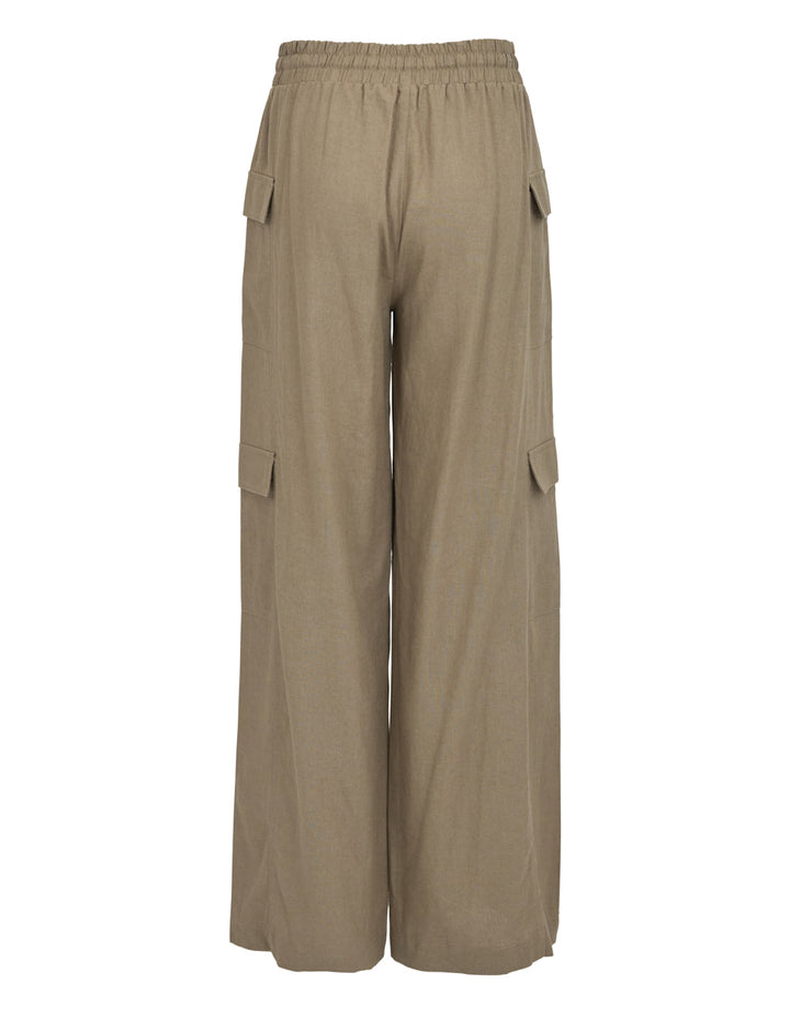 Linen High Rise Drawstring Waist Pants