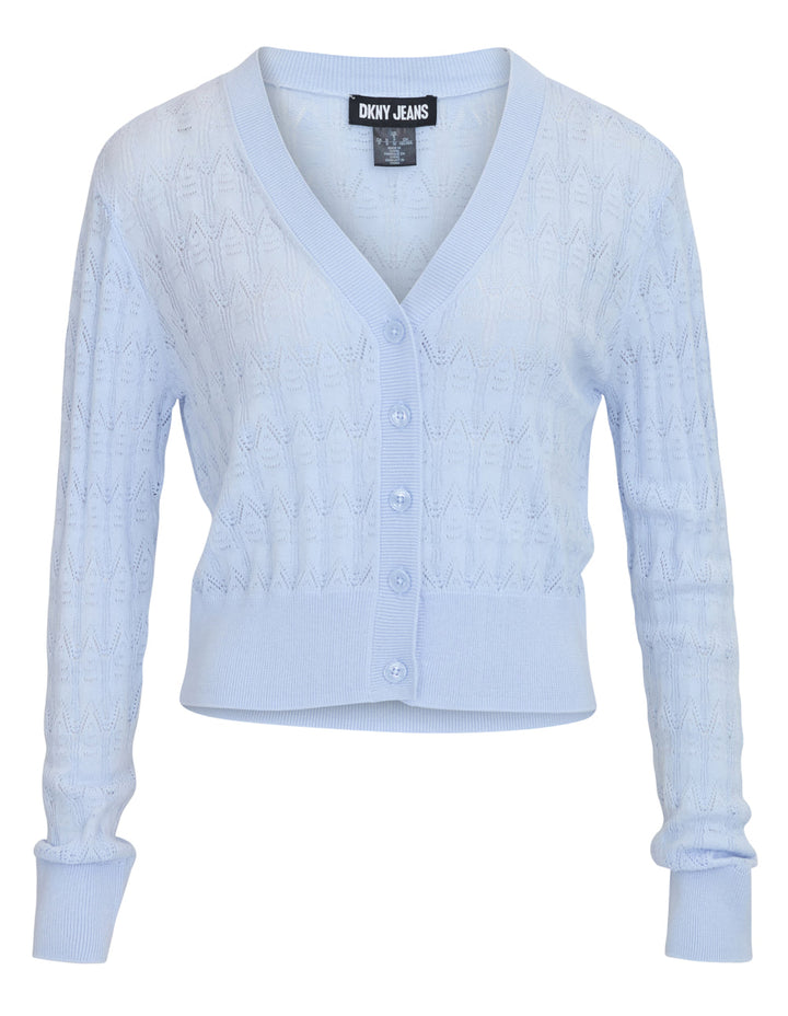 Cotton Rayon Yarn V-Neck Fine Cardigan