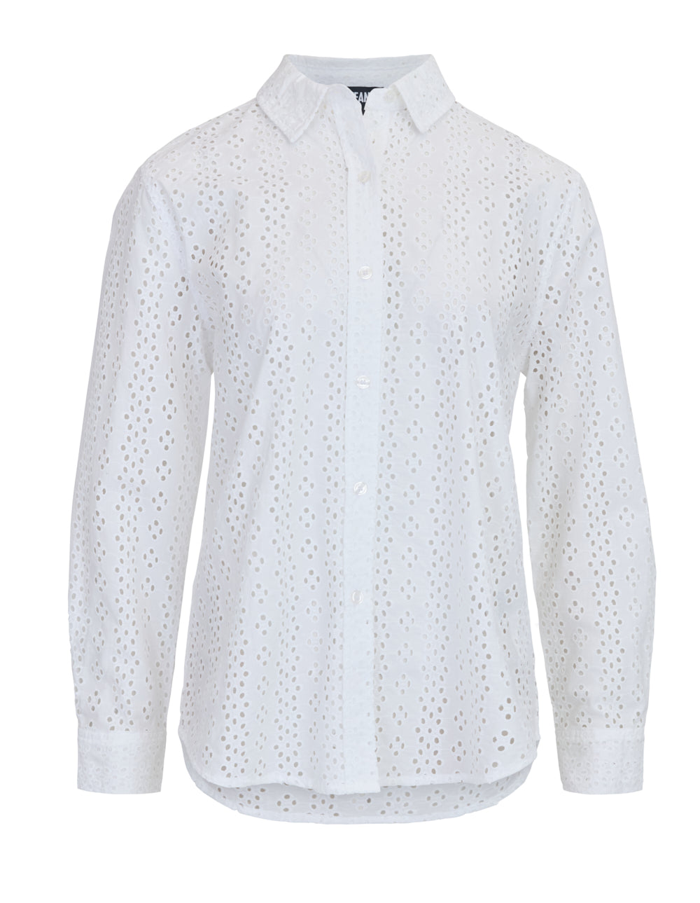 Eyelet Long Sleeve Button Top