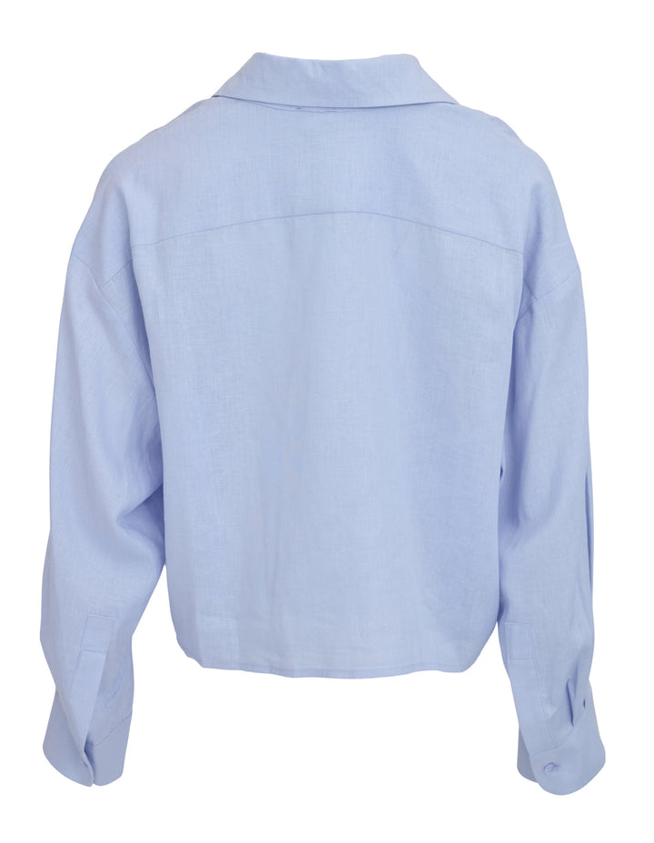 Linen Oversize Cropped Long Sleeve Top